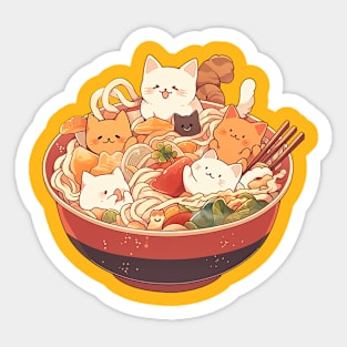 cats in ramen Sticker